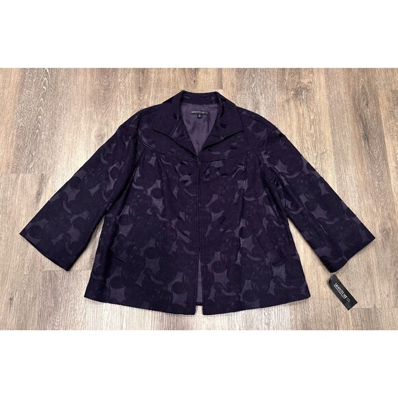 Lafayette 148 Jacket Womens Size 14 Purple Jacquard Wool Blend Coat Blazer Blake - Picture 1 of 11